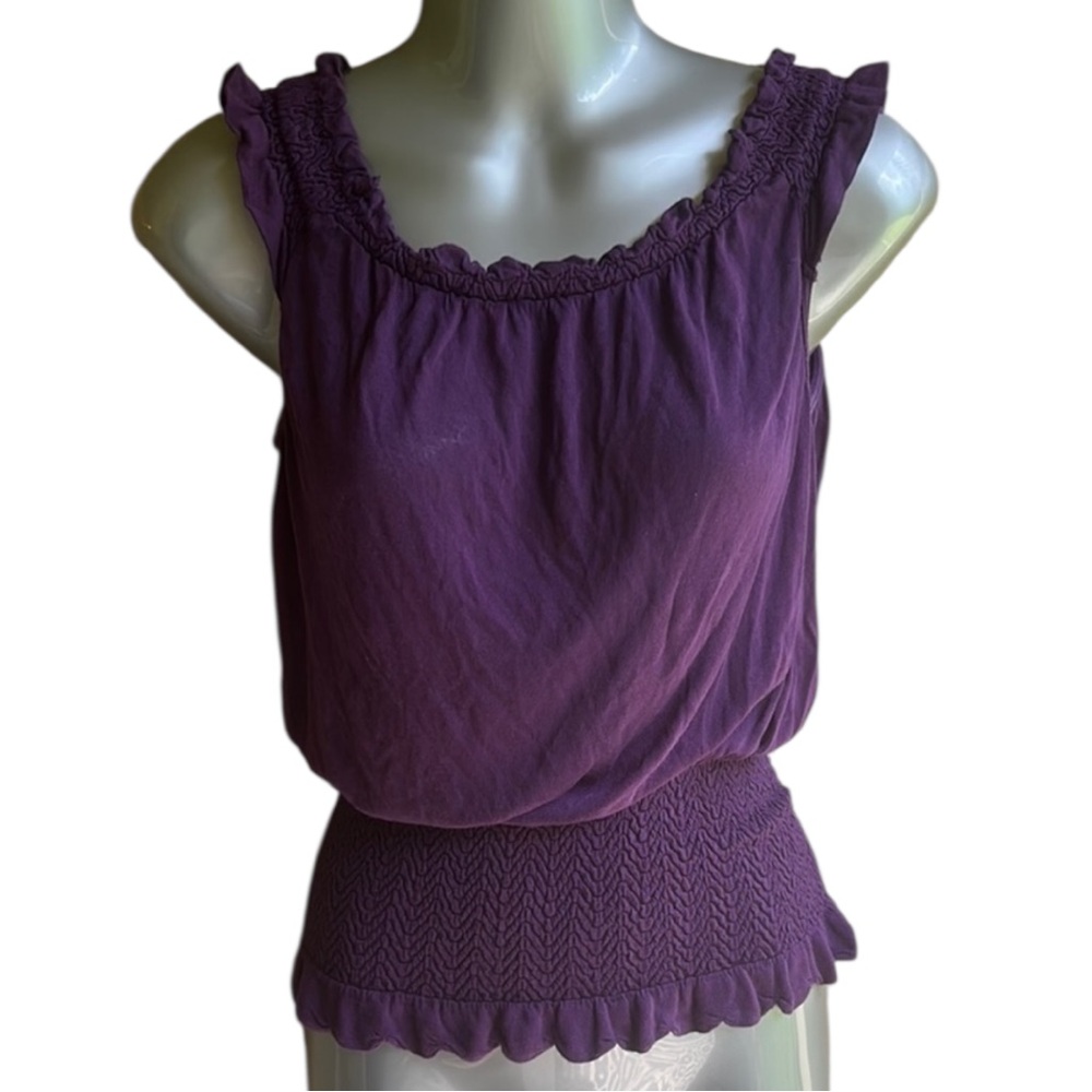 Y2K bebe Modal Smock Waist Top Purple NWT P/S